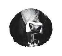 (Black And White Cow) Print Double Layer Waterproof Shower Cap for Long Hair - Reusable Bath Hair Protection with Elastic Band for Women Travel.