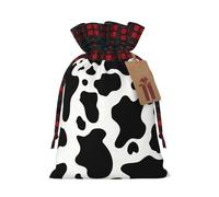 Black And White Cow Print Drawstring Bags, Candy Snack Bag, Reusable Holiday Pouches for Wrapping & Storage M