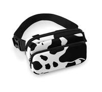 Black And White Cow Print Fanny Pack for Men Women, Durable Sling Chest Bag with Adjustable Strap & Large Pocket, Small Crossbody Bag for Running, Hiking, Cycling, Travel