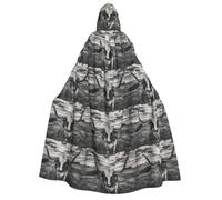 Black And White Cow Print Halloween Role Playing Costume,Medieval Retro Wizard Robe, Adult Hooded Knight Cape For Men And Women