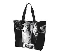 Black and White Cow Print Large Women Tote Bag,Stylish Waterproof Ladies Shoulder Bag, Folding Beach Travel Bag for Work,Shopping