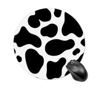 Black And White Cow Print Mousepad Round Computer Mousepad Waterproof Gaming Mousepads with Non-Slip Rubber Base Mousepads Mousemat for Laptop Office 20 CM