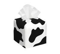 Black and White Cow Print Print Leather Tissue Box Cover – Foldable Organizer for Bathroom, Living Room, Desk, Office, Car, and More