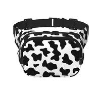 Black And White Cow Print Print Unisex Square Double Layer Waist Bag Crossbody Fanny Pack Travel Workout Accessory, Black, One Size