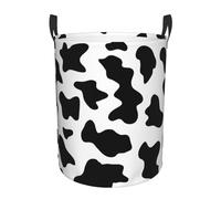 Black And White Cow Print Printing Circular Dirty Laundry Basket, Large Storage Baskets, Works In Kitchen, Playroom,Bathroom
