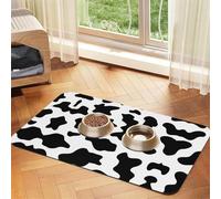 Black And White Cow Print Printing Pet Absorbent Tablecloth, Special Pad For Pet Bowls, Rollable For Storage, Ideal For Pet Bowls