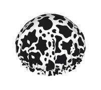 Black And White Cow Print Reusable Bath Shower Caps For Women Long Hair,Double Layer Bathing Shower Hat