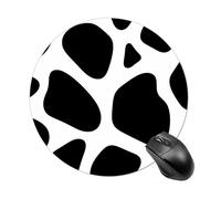 Black and White Cow Print Round Mouse Pad 7.8 Inch, Portable Gaming Mouse Mat with Non-Slip Rubber Base & Smooth Surface, Waterproof Mousepad for PC, Laptop, Computer, Office, Home