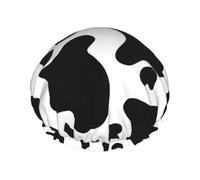 Black And White Cow Print Shower Cap with Elastic and Reusable for Long and Short Hair,DoubleHair Cap