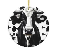 Black And White Cow Print Stunning Christmas Ceramic Round Ornaments: Your Ultimate Festive Decor Solution