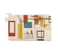 Black And White Cow Print Wallet for Men Women Canvas Coin Purse Zippered Change Holder with Secure Closure, Mid Century Modern, One Size, Mid Century Modern