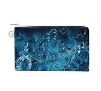 Black And White Cow Print Wallet for Men Women Canvas Coin Purse Zippered Change Holder with Secure Closure, Blue Musical Notes, One Size, Blue Musical Notes