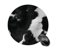 Black And White Cow Skin Pattern Mousepad Round Computer Mousepad Waterproof Gaming Mousepads with Non-Slip Rubber Base Mousepads Mousemat for Laptop Office 20 CM