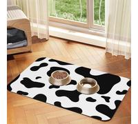 Black And White Cow Skin,Waterproof Pet Feeding Mat,PU Leather Placemats for Cat Dog Water Bowl,Food Mats,30x45cm