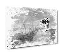 Black and White Cow Vol.1 V4 Modern Canvas Wall Art Print Ready to Hang, Framed Picture for Living Room Bedroom Home Office Décor, 30x20 Inch (76x50 cm)