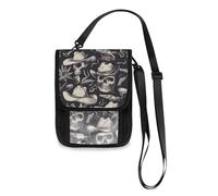 Black and White Cowboy Cool Skull Travel Wallet Passport Holder Neck Wallet Slim Lightweight Crossbody Bag with Adjustable Strap