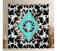 Black and White Cowhide Window Curtains 52 x 90 Inch 2 Panel Sets - Highland Cow Print Western Blackout Curtains Masculine Cottage Initial Letter O Drapes Personalized Man Cave Alphabet Monogrammed