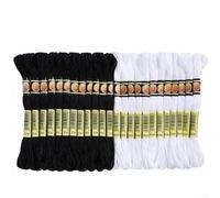 Black and White Cross Stitch Thread Set - 12 or 24 Pcs Polyester Cotton Embroidery Thread, 8 Meters per Spool, Hand Embroidery Sewing Thread for DIY(12pcs black)