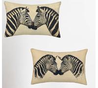 Black And White Cushion Covers 10x18in Set of 2, Hores Rectangle Pillow Cases with Hidden Zipper, Soft Velvet Pillow Case, Double Sided Printing, Pillowcases for Bed Sofa Bedroom Outdoor Decor G-4561