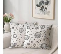 Black And White Cushion Covers 35 x 35 cm Waterproof Outdoor Cushions Covers Star Pattern Decorative Pillows Sofa Cushions Velvet Square Pillow Cases for Sofa Outdoor Garden Home Decor Set of 2 V-99