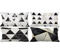 Black And White Cushion Covers 50 x 70 Northern Europe Outdoor Cushions Soft Set of 4 Rectangle Decorative Pillows with Smooth Invisible Zip for Livingroom Outdoor Patio Garden Bench Home Decor 3m-12Z