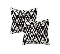 black and white Cushion Covers 80 x 80 cm Outdoor Cushions Striped, Set of 2 Linen Waterproof Throw Pillow Covers, Square Throw Pillows for Patio Balcony Couch Sofa Living Room Garden Decorative Z-467