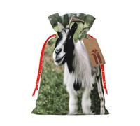Black And White Cute Goat Print Drawstring Pouches For Gifts,Reusable Fabric Gift Bags,For Holiday And Party Presents