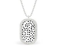 Black And White Dalmatian Spot Dots White Shiny Diamond Necklace Square Pendant for Women Jewelry Gift