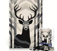 Black And White Deer Jigsaw Puzzles 1000 Pieces for Teenagers Improve Memory Peaceful Fun Laser Cut Heartfelt Gift (38x52cm)