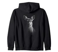 Black and white deer wildlife in forest portrait Zip Hoodie