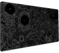 Black and White Desk Mat Minimal Outline Topographic Gaming Mouse Pad Large with Stitched Edge, Extended Mouse Pad, Laptop Keyboard Pad, Desk Pad,