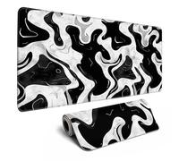 Black and White Desk Mat Mouse Pad XL Big Mousepad Gaming Large Mouse Pad Desk Pad with Stitched Edges Non-Slip Large Computer Mat, 31.5x11.8 in-Flowing Liquid Metal