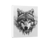 Black and White Diamond Art Wolf 5D Diamond Painting Kits for Adults Beginners, Full Drill DIY Crystal Art Canvas Painting, Hobbies Crafts for Adults Women, Home Wall Decor Gifts 16x22 Inch 0a-296