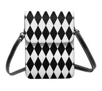 Black and White Diamonds Print Small Crossbody Bags for Women, Small Purses Leather Cell Phone Cross Body Bag