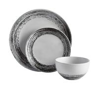 Black and White Dinner Set, 12 Piece Stoneware Dishware With Lipped Dinner Plates, Nordic Dining Ware Set Premier Housewares Black One Size
