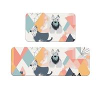 Black And White Dog Rug Cushioned Kitchen Rugs Sets Of 2 Comfort Standing Mat For Home Decor Sink,Kitchen Mats For Floor Non Slip Washable ，Laundr 17"X47"+17"X30"