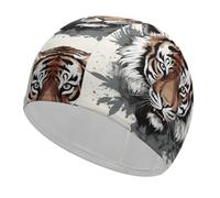 Black and white doodle tiger Candy Land Women Adult Waterproof Swimming Cap Bathing Caps for Women, Long and Short Hair