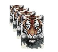 Black And White Doodle Tiger Car Air Fresheners 4 Pcs Funny Hanging Car Air Fresheners Cute Long Lasting Scented Mirror Hanging Decoration Ornaments Gift For Men Women Rectangle