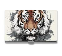 Black And White Doodle Tiger Metal Business Card Case for Men Women Slim Pocket Purse Multi Wallet Professional Pocket Card Holder for Name Card Credit Card, style, One Size