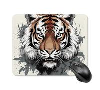 Black and White Doodle Tiger Mouse Pad, 20 * 25cm Thick Rubber Stitched Edges Waterproof Square Mouse Mat with Cute Pattern for Gaming Work Computer Office