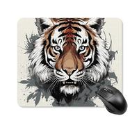 Black and White Doodle Tiger Mouse Pad, 25 * 30cm Thick Rubber Stitched Edges Waterproof Square Mouse Mat with Cute Pattern for Gaming Work Computer Office