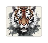 Black and white doodle tiger Mouse Pad with Stitched Edge, Comfortable Mouse Pads with Non-Slip Rubber Base Gaming Mouse Mat Washable Mousepads Computers Laptop Desk Accessories for Office 7 x 8.6 in