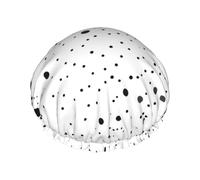 Black And White Dot Print Large Size Waterproof Shower Cap For Women And Men Reusable Lightweight Soft Hat