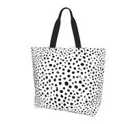 Black and White Dot Print Large Women Tote Bag,Stylish Waterproof Ladies Shoulder Bag, Folding Beach Travel Bag for Work,Shopping