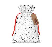 Black And White Dot Printing 1 Pc Christmas Bag With Drawstring For All Adults To Give Presents Halloween