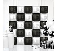 Black and White Double Sided Square Balloons Wall, 19 Inch Black White Metallic Foil Balloons Tunnel Arch Kit for Birthday Wedding Engagement Graduation Anniversary Bachelorette Background Decoration