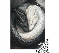 Black And White Dragon Puzzle 1000 Pieces for Adults Jigsaw Puzzles Companion Animal Impossible Puzzle Educational Games Gifts 1000pcs (75x50cm)