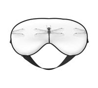 Black and White Dragonfly Print Sleep Mask Silk Eye Cover Soft Satin Blindfold Elastic Strap Night Eyeshade Travel Nap for Women Men