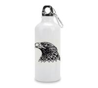 Black and White Eagle Head Travel Aluminum Water Bottle, Sport Bottle with Twist Cap Buckle for Men Women Camping Hiking 600ml