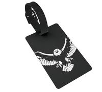 Black and White Eagle Luggage Tags for Suitcases - Durable PVC ID Tags with Detachable Straps for Travel, Backpack, Golf Bag, Anti-Loss